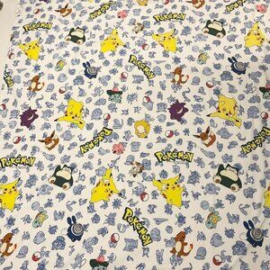 Vtg 1998 Pokemon Nintendo Twin Flat Bed Sheet 92 x 63 Inch